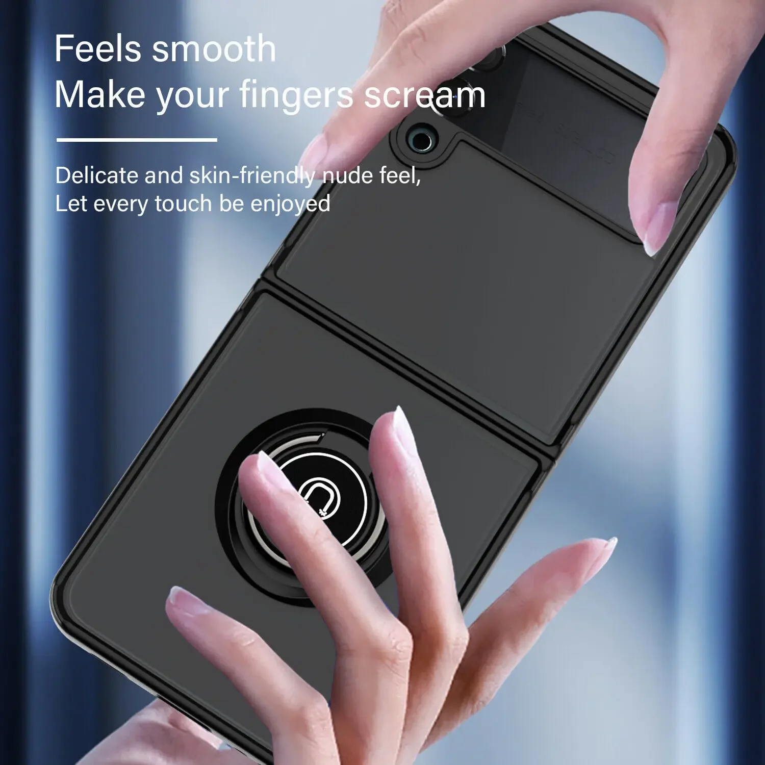 Shockproof Matte Phone Case With Ring Stand For Samsung Galaxy Z Flip_voghion.com