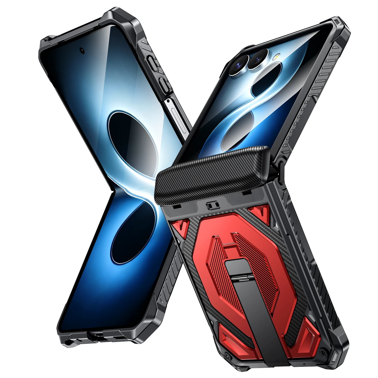 Rugged Shockproof Phone Case with Magnetic Stand and Hinge Protection