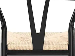 Description Picture 4 of itemSet of 4 Weave Chair, Mid-Century Metal Dining Chair Y-Shaped Backrest Hemp Seat for Kitchen ,dining Room