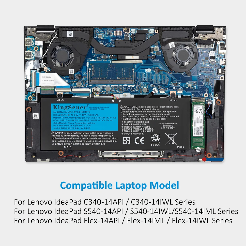 Kingsener L18m4pf4 L18m4pf3 L18c4pf3 L18c4pf4 Bateria para Lenovo Ideapad C34014api 14iwl S540-14api Iml Flex-14api 11.36v 45wh - Imagem 3