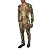 Hawaiian Shirt Suit 3D Serpentine Print 2PCS Set Striped Check Fashion Breathable Men Long Sleeve Shirt  Pants Two Piece Suits 1