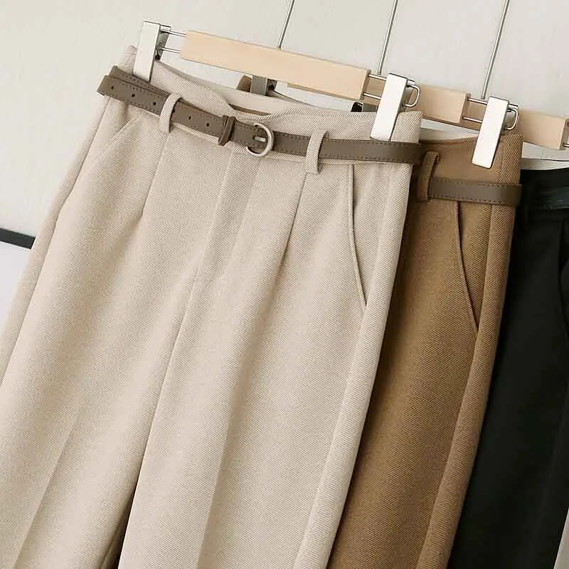 Fall Warm Woolen No Belt Harem Pencil Pants Women High Waist Ankle Length Casual Suit Pants Korean Chic Office Lady Trousers