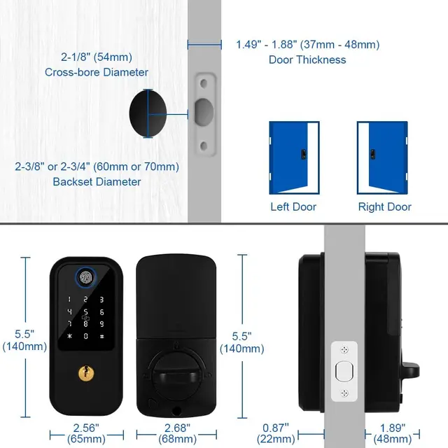 Smart Deadbolt Lock with Keypad, Fingerprint Door Lock, Keyless Entry Door Lock Door Auto Digital Electronic Lock for home 5