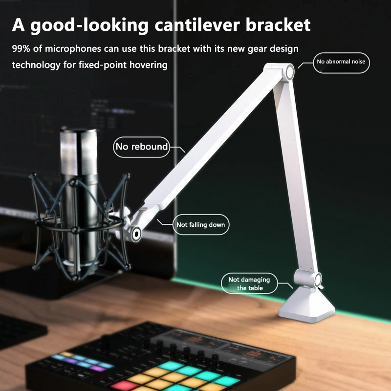 Adjustable Microphone Boom Arm Stand Bracket For Gaming Streaming Recording USB Condenser Mic Desktop Mount For A8 A6V K688 K669