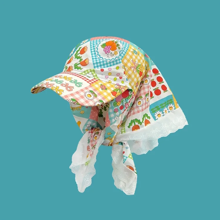 Women's Hats Spring Seaside Vacations French Sweet Cute Girls Outdoor Headscarves With Straps Baseball Caps Funny Fashion Hats - 2