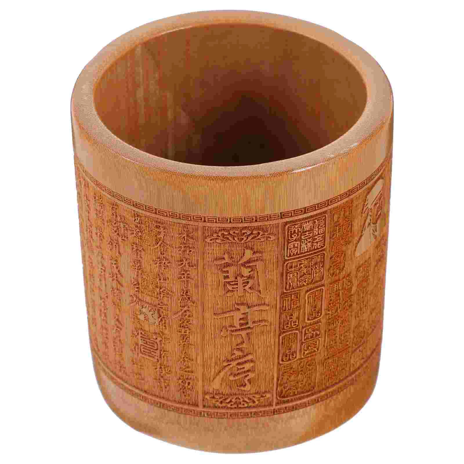 

Аксессуары для посуды, бамбуковый контейнер, настольный органайзер для резьбы, чернильная офисная чашка