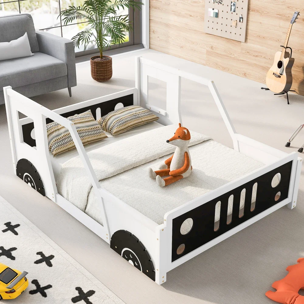 Twin Size Classic Car-Shaped Platform Beds Wheels,Blue Car Bed for Kid Children Beds Kids Beds for Boys,Bed for Girls Furniture 5