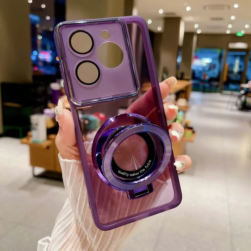 Wireless Magnetic Stand Case with Ring Holder, Clear Soft Cover