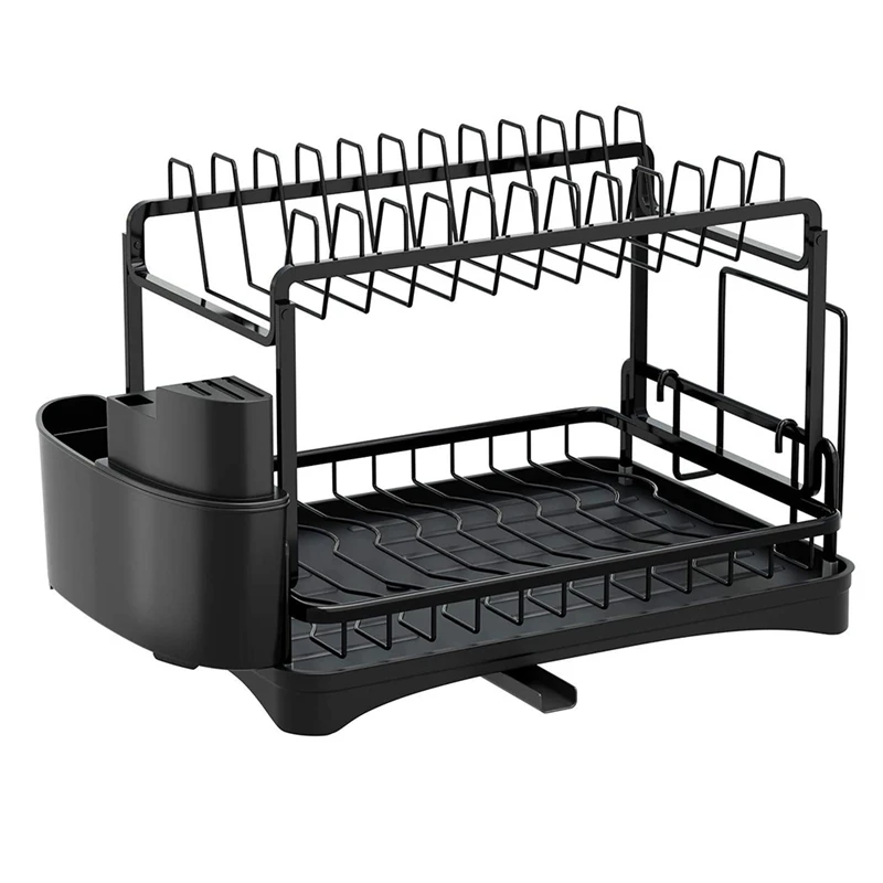 Dish Drainer Rack,Dish Drying Rack,Dish Rack with Drain Board and Utensil Holder Cutting Board for Kitchen Counter