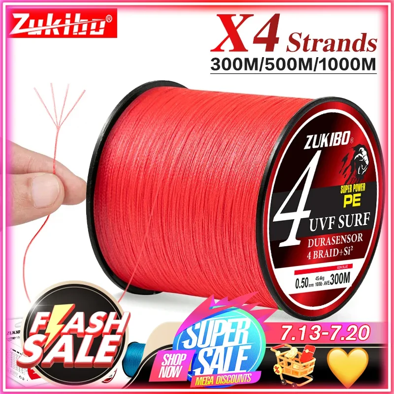 ZUKIBO 4 Strands 100M PE Braided Fishing Line 4LB-65LB Japan Durable Multifilament Fishing Line Super Smooth Carp