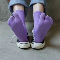 High Quality Combed Cotton Split Toe Socks Unisex Simple Comfortable Two-Toed Socks Japanese Harajuku Men Women's Tabi Socks
