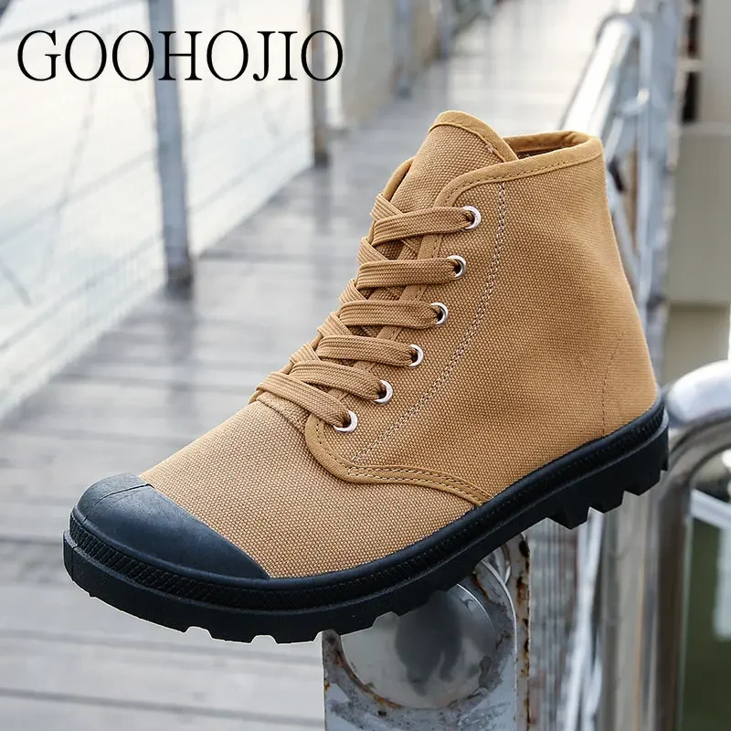 Fashion Male Flats Men Designer Vulcanize Shoes Waterproof Sneakers Men High Top Shoes Canvas Lace-up Men Casual Shoes Daily 3