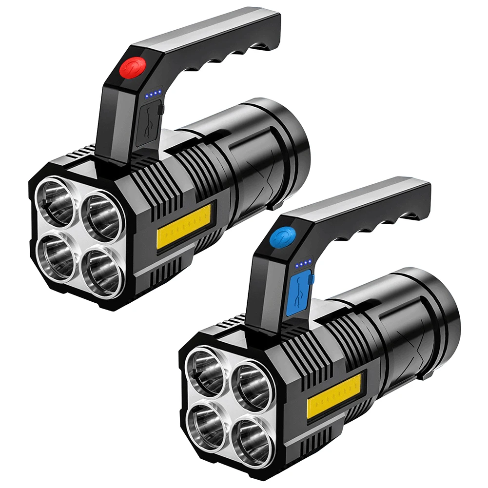 COB Handheld Spotlight USB Rechargeable Dual Light Source LED Flashlight for Hiking Hunting Exploring Outdoor Lighting