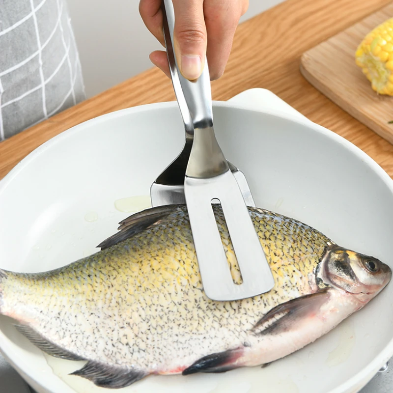 304 Stainless Steel Barbecue Tong, Beefsteak Shovel, Fried Fish Shovel, BBQ Bread Clamp, Kitchen Bread Meat Clamp