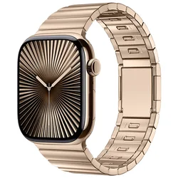 Premium Stainless Steel Magnetic Clasp Watch Strap Bracelet for Series 44mm - 45mm (Golden)