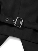 Mode femme noir gilets sans manches décontracté col en V bouton gilet formel affaires smoking chemise coupe ajustée recadrée Blazer gilets 5