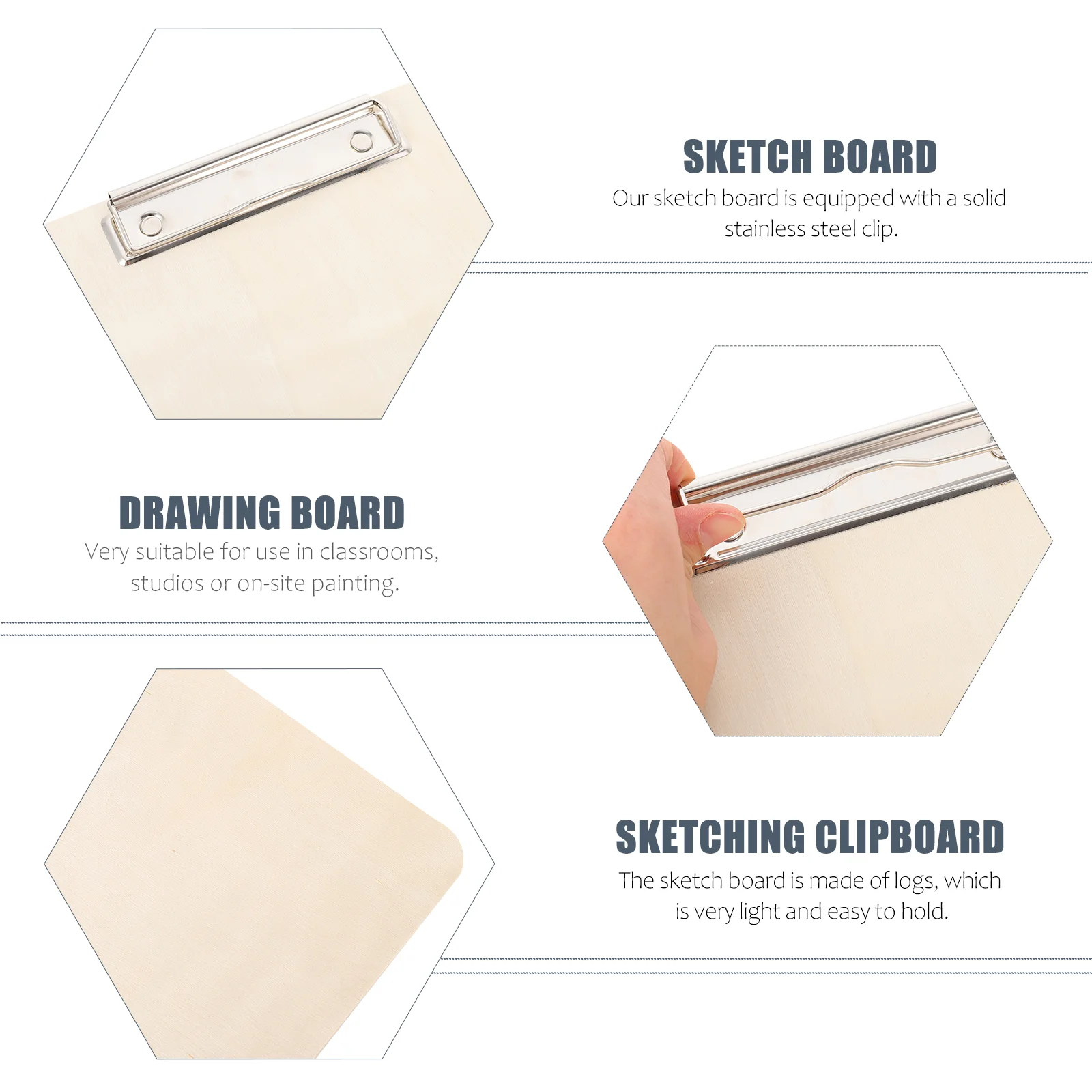 Sketchpad Clip Sketching Board Clipboards Drawing Wooden Painting for Artists Travel