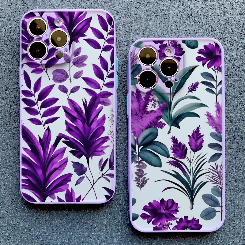 Tropical Purple Leaf Flower Shockproof Phone Case