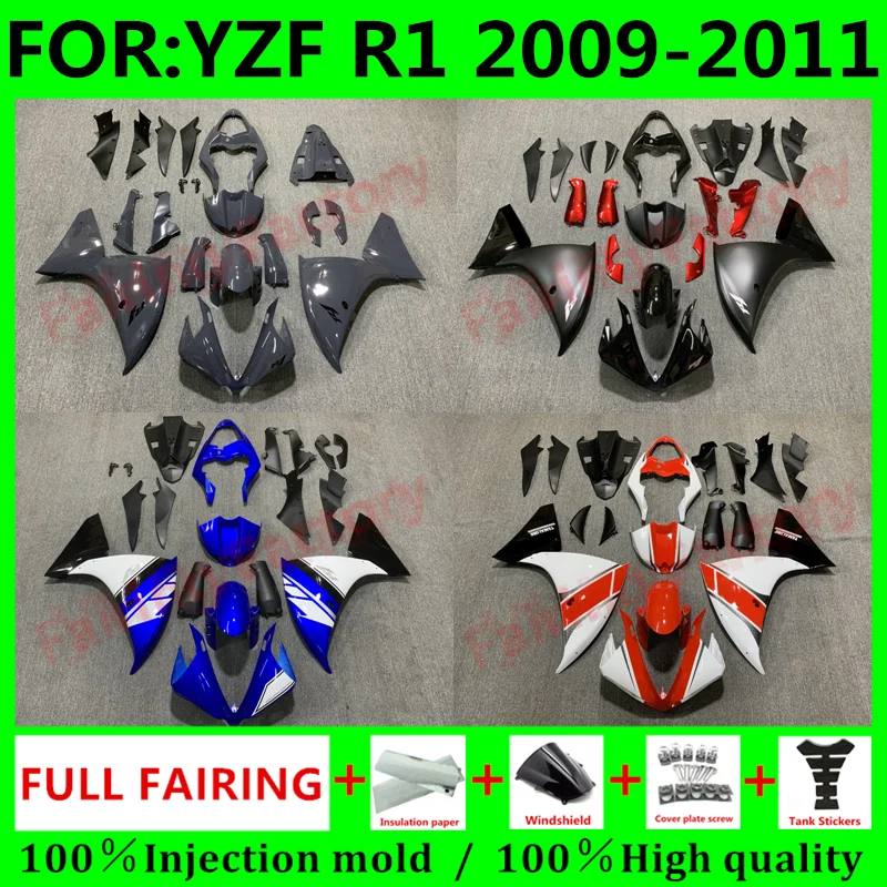 

NEW ABS Motorcycle full Injection mold Fairing Kit fit For YZF R1 2009 2010 2011 YFZ-R1 09 10 11 Bodywork whole Fairings kits