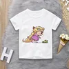 Unisex Summer Children's Clothing Princess Cute Cartoon Boy And Girl T-shirt Aesthetics Fun Kid Top Crew Neck White Short Sleeve 3