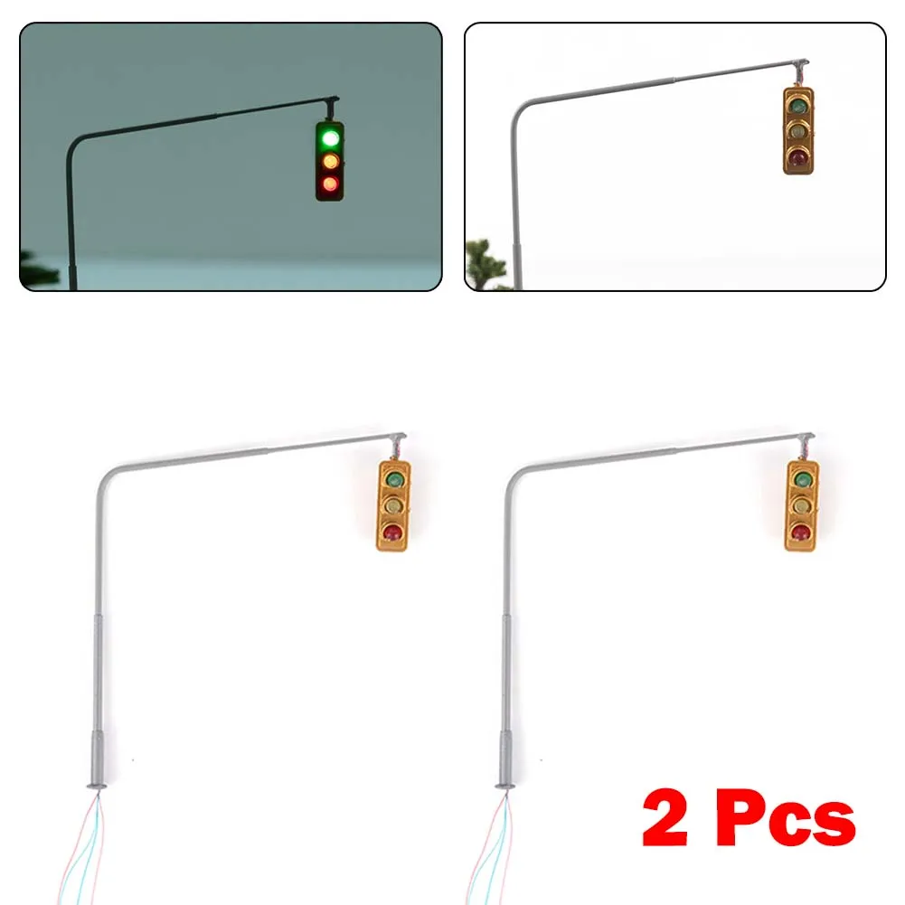 

2X HO/OO Traffic Light Signal Lamp Model Train LED Model Signals 3 Lights 1:87 Building Sand Table Accessories Garden Decor