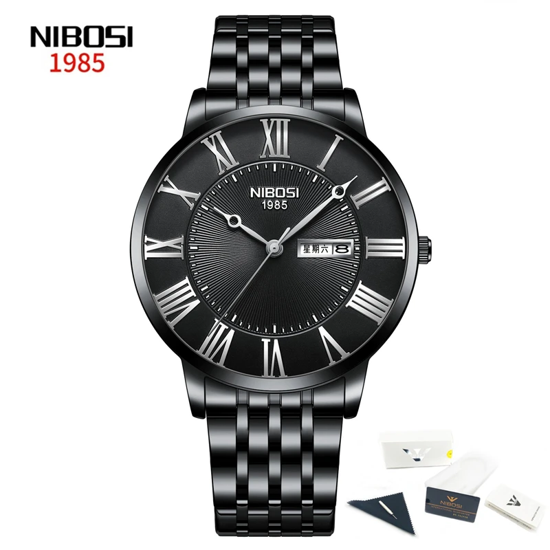 Relogio Masculino NIBOSI Mens Watches Top Brand Luxury Fashion Quartz Watch Men Casual Stainless Steel Waterproof Sport Watch 