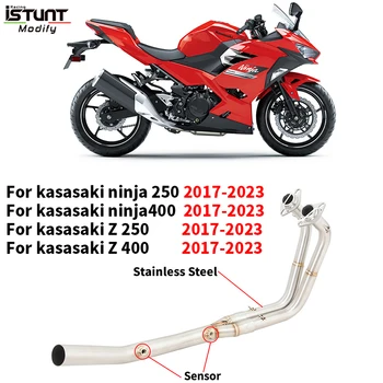 Motorcycle Exhaust System Escape Modified Front Link Pipe Slip On For Kawasaki Ninja 400 Z400 Z250 Ninja 250 2017-2023