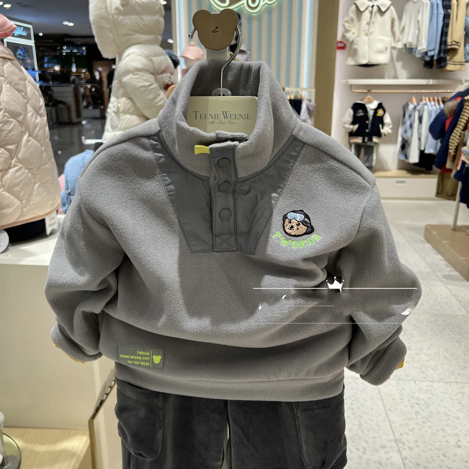 

fleece flocking fashion hoodies for boy kids clothes grey color turtleneck oversize sweatshirt tops Family Matching Outfits