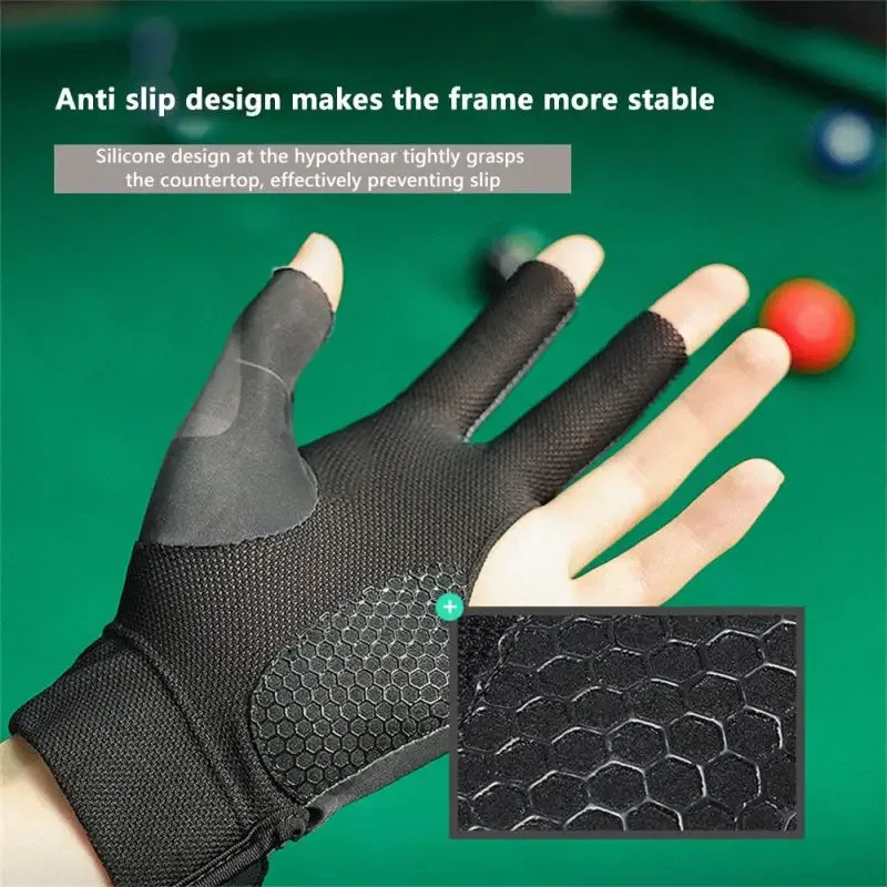 Billiards Glove Left Hand Three Finger Snooker Billiard Glove Non Slip Stickers Elasticity Billiard Training Gloves Accessories