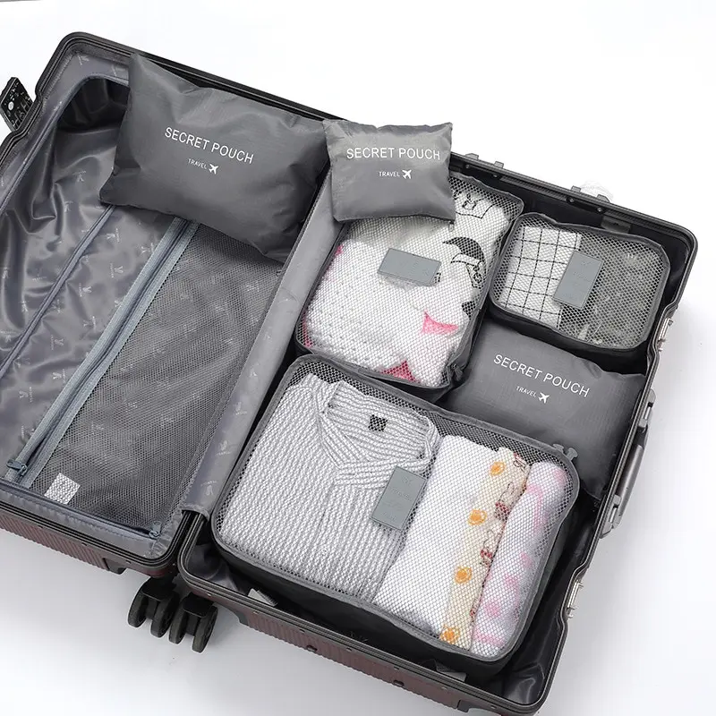 6 бр. Съхранение на дрехи за пътуване Водоустойчиви чанти Преносим органайзер за багаж Опаковъчен куб 6 цвята Горещи продажби на местни складове
