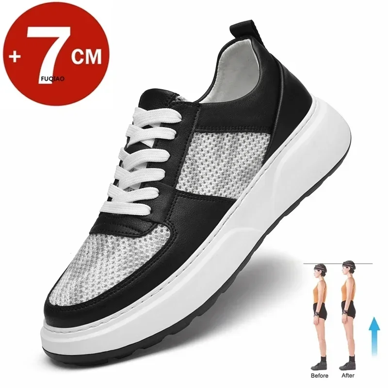 

Man Sneakers Hidden Heels Elevator Shoes Breathable Heightening Shoes For Men Increase Insole 7CM Lift Sports Casual Taller Shoe