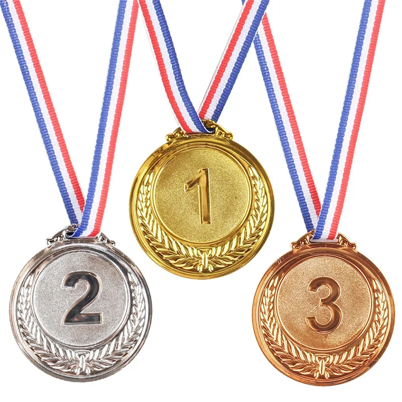 3 Medals, Gold, Silver, Bronze, Winners Medal With Ribbon 1St 2Nd 3Rd Children Metal Medal, Style Winners Medal