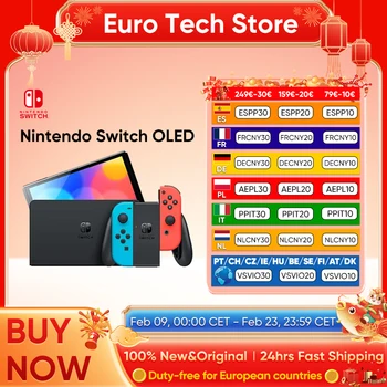 Console di gioco OLED Nintendo Switch con schermo OLED bianco o neon (64 GB) da 7 pollici, porta audio LAN migliorata con cavo
