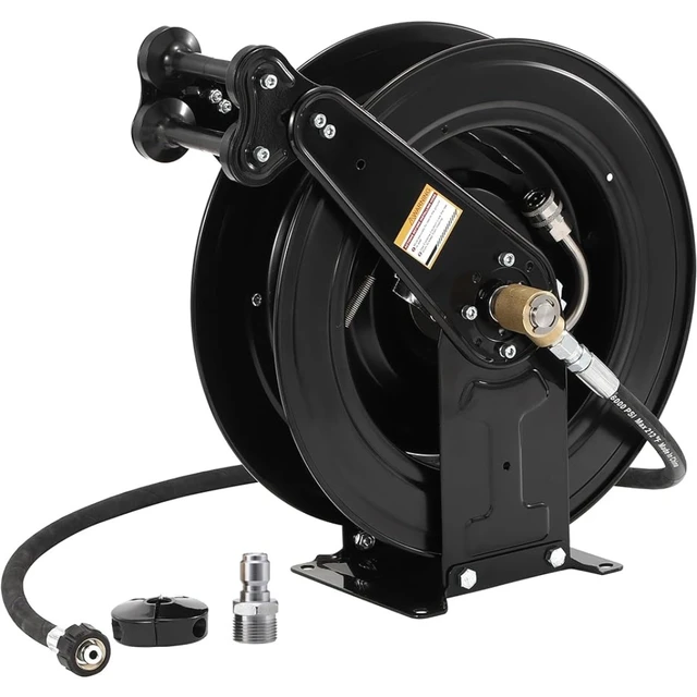 High Pressure Washer Hose Reel for Water/Air/Oil, 3/8 X 50 FT