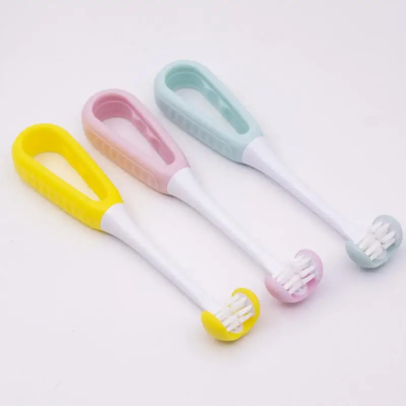 3D 어린이 칫솔, 3 면 U자형 포장 부드러운 강모 칫솔, 실리콘 어린이 치아 구강 관리 청소, 신제품