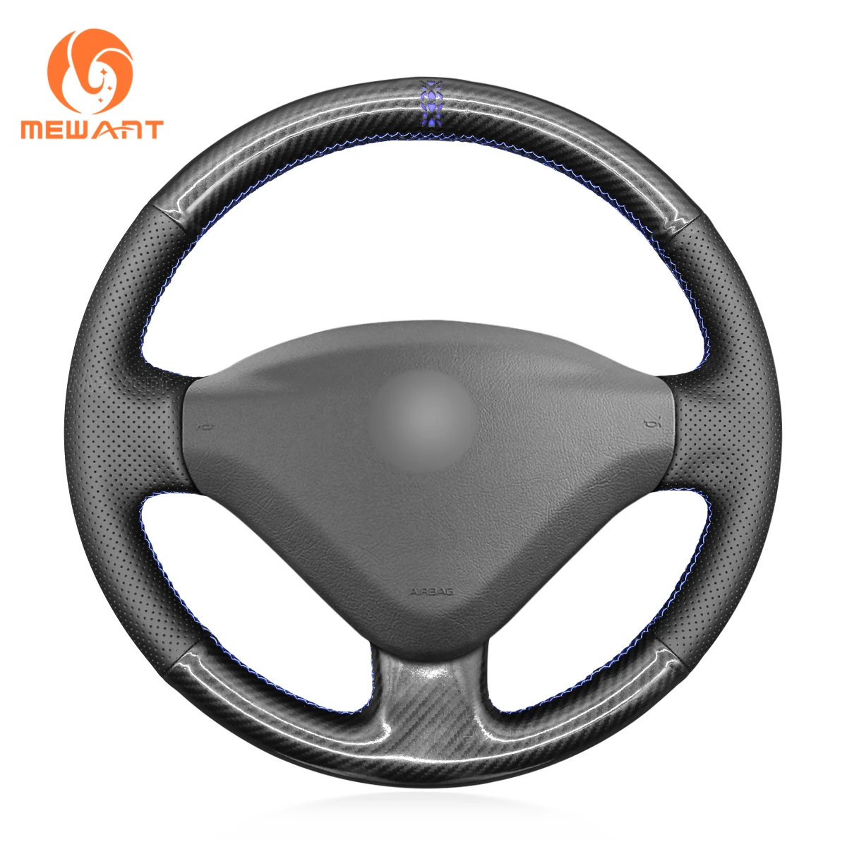 

MEWANT Black Carbon Firber Leather Car Steering Wheel Covers for Citroen Berlingo Jumpy Peugeot 207 Expert Partner Fiat Scudo