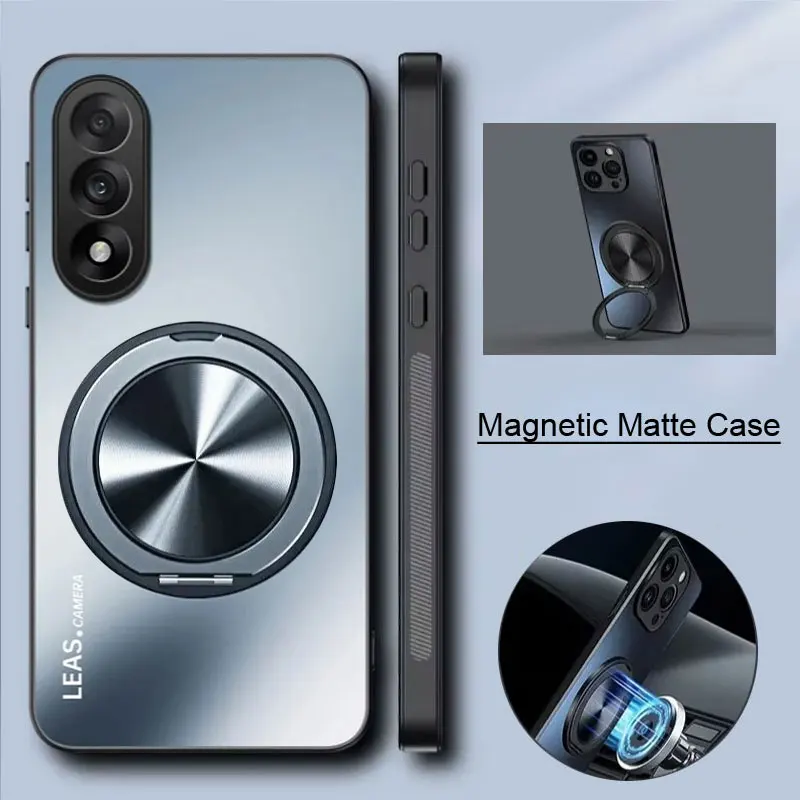Magnetic Matte Shockproof Holder Phone Case