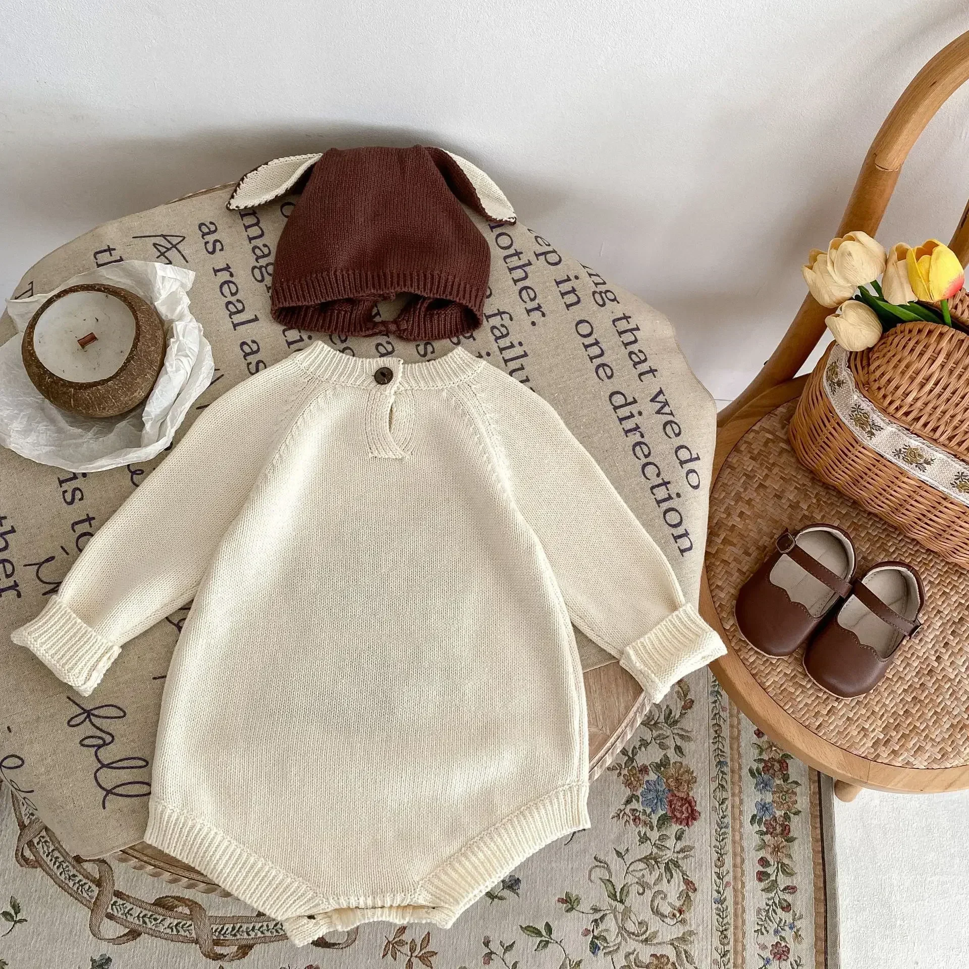 7485 Baby Knitted Bodysuit Autumn New Deer Print Baby Boy's One Piece Clothes Knitted Girl's Clothes 3