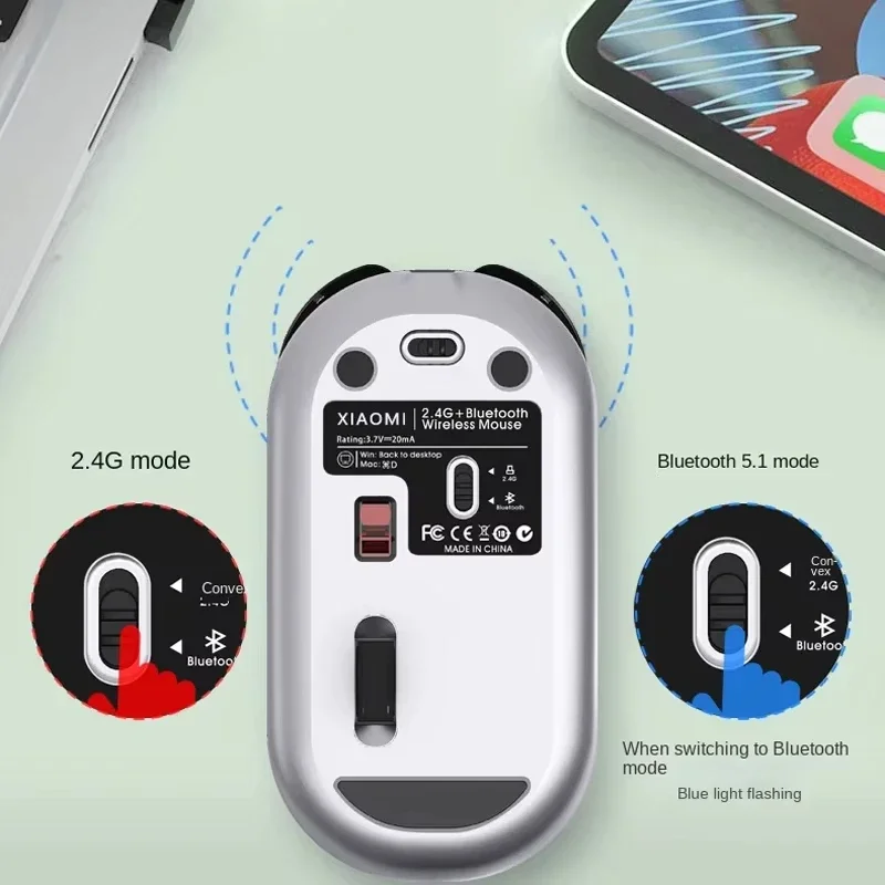 Souris de bureau sans fil USB double modèle silencieuse et rechargeable, antidérapante, avec boutons de réglage de 1600 DPI, compatible MacBook et PC._voghion.com