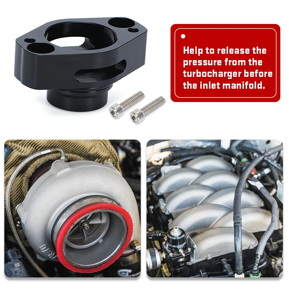 Black Turbo Blow Off Valve Adapter BOV For Ford + F-150 2.7L 3.5L For EcoBoost models PQY-OFG38BK