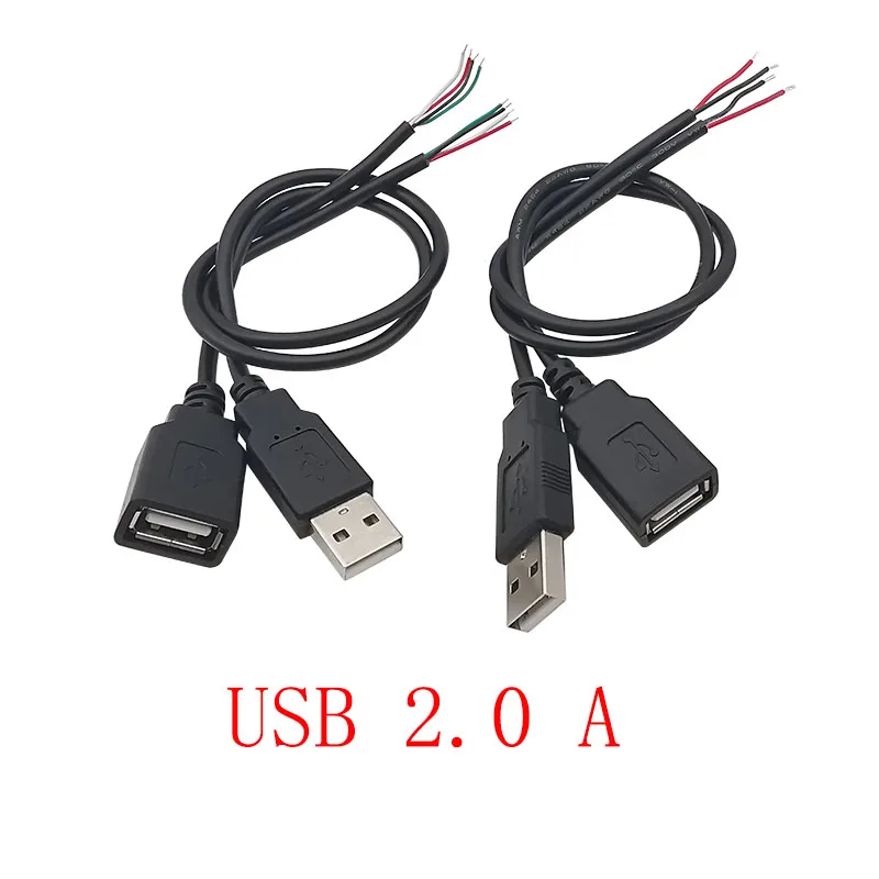 _ 2/4 Pin Micro USB/USB 2,0 A/Type C штекер, гнездовой разъем, соединитель для провода, «сделай сам», кабель-удлинитель для зарядки и передачи данных, 30 см