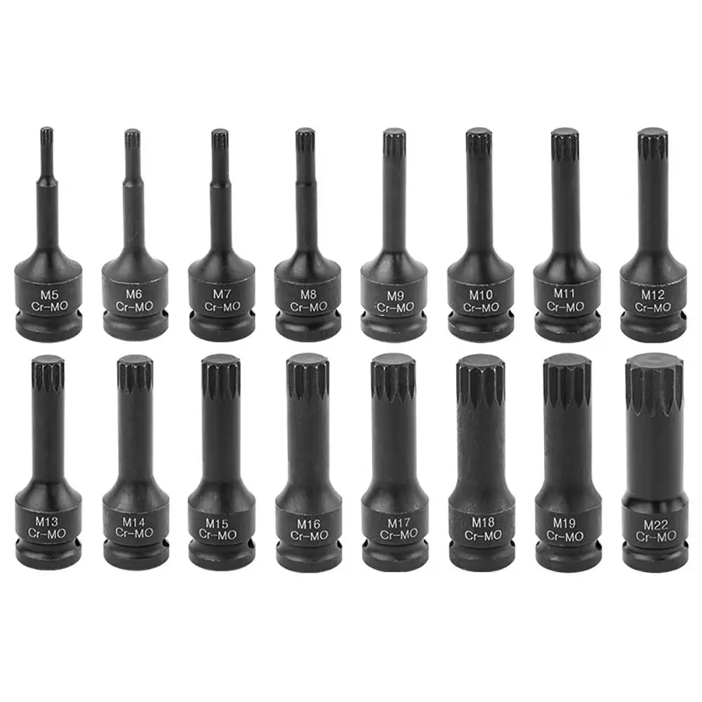 1 Stück langlebiger metrischer 1/2 Zoll Schaft elektrischer Bohrer-Adapter 78 mm Länge Cr-Mo-Stahl 12-Punkt-Torx-langer Bit M5-M19-Schraubenschlüssel – Detail 6