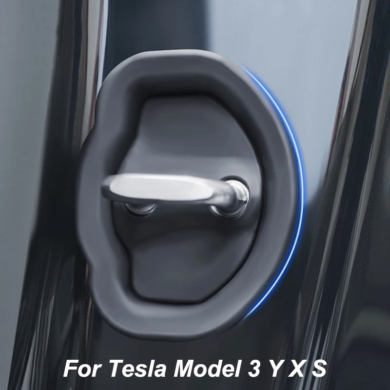 

4pcs For 2023 Tesla Model 3 Y X S Interior Door Lock Protective Rubber Cover Upgraded Durable Auto Accessories