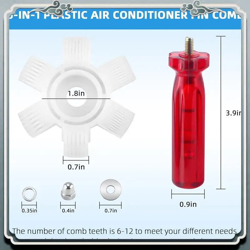 5 PCS Air Conditioner Fin Cleaner Set As Shown Plastic+Metal FCR6 Fin Comb Condenser,Air Outlet Cleaner Evaporator Radiator