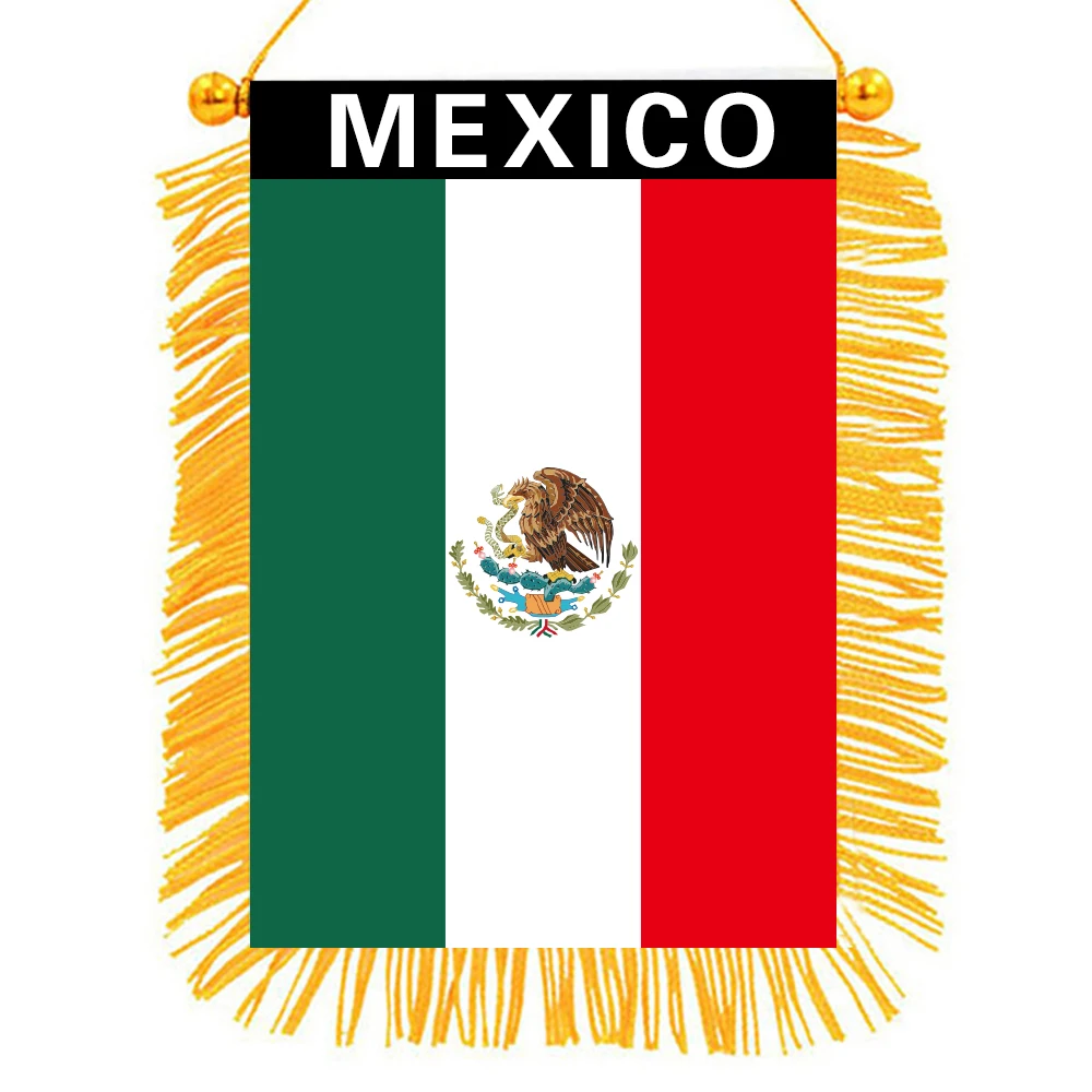 aerxemrbrae  8*12cm  Car Window Decoration Polyester   mexico Hanging pennant Flags    mexico  Mini Pennant