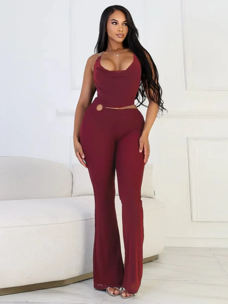 Wmstar 2025 New Women New Fashionable Elegant Jumpsuits Circle Decoration Sexy Neck Crossing Waist Revealing Figure Hugging