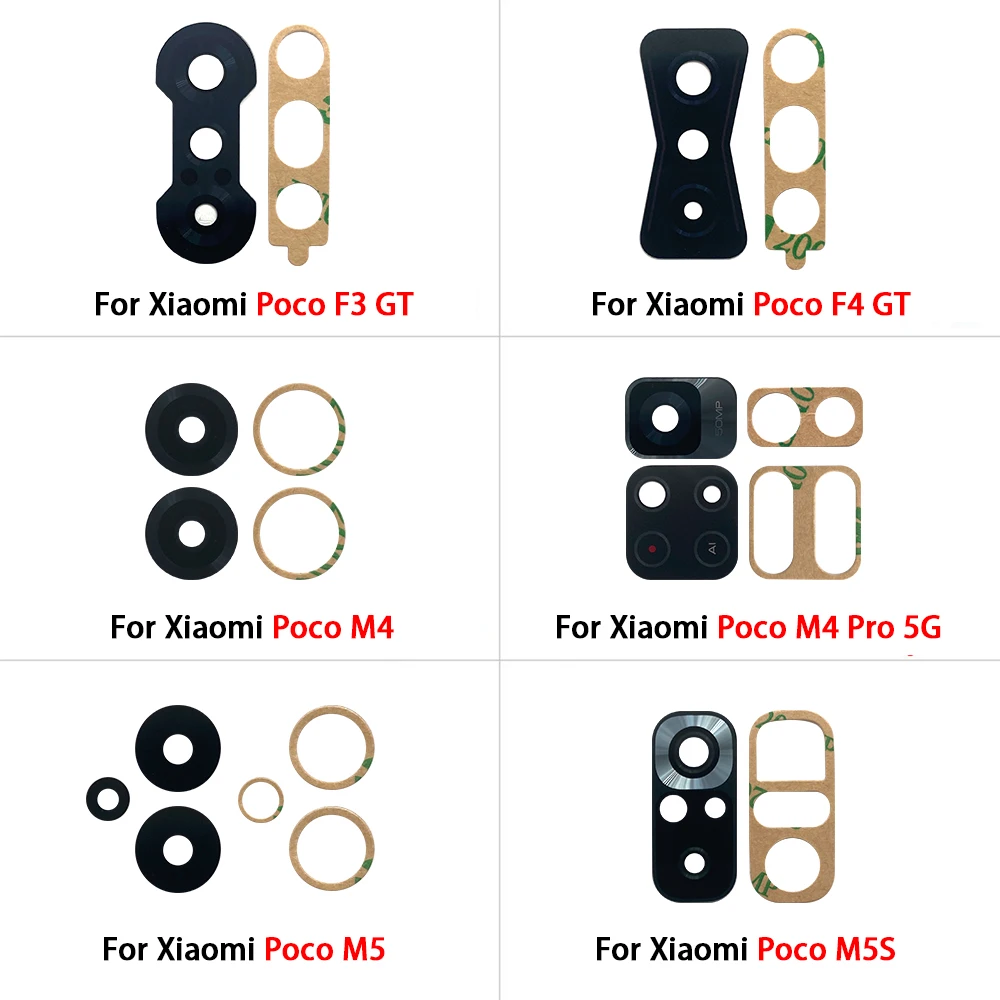 Tested Camera Glass for Xiaomi Poco X3 NFC M3 X3 GT X4 M4 Pro Poco F3 F4 5G C40 Rear Back Camera glass Lens With Adhesive
