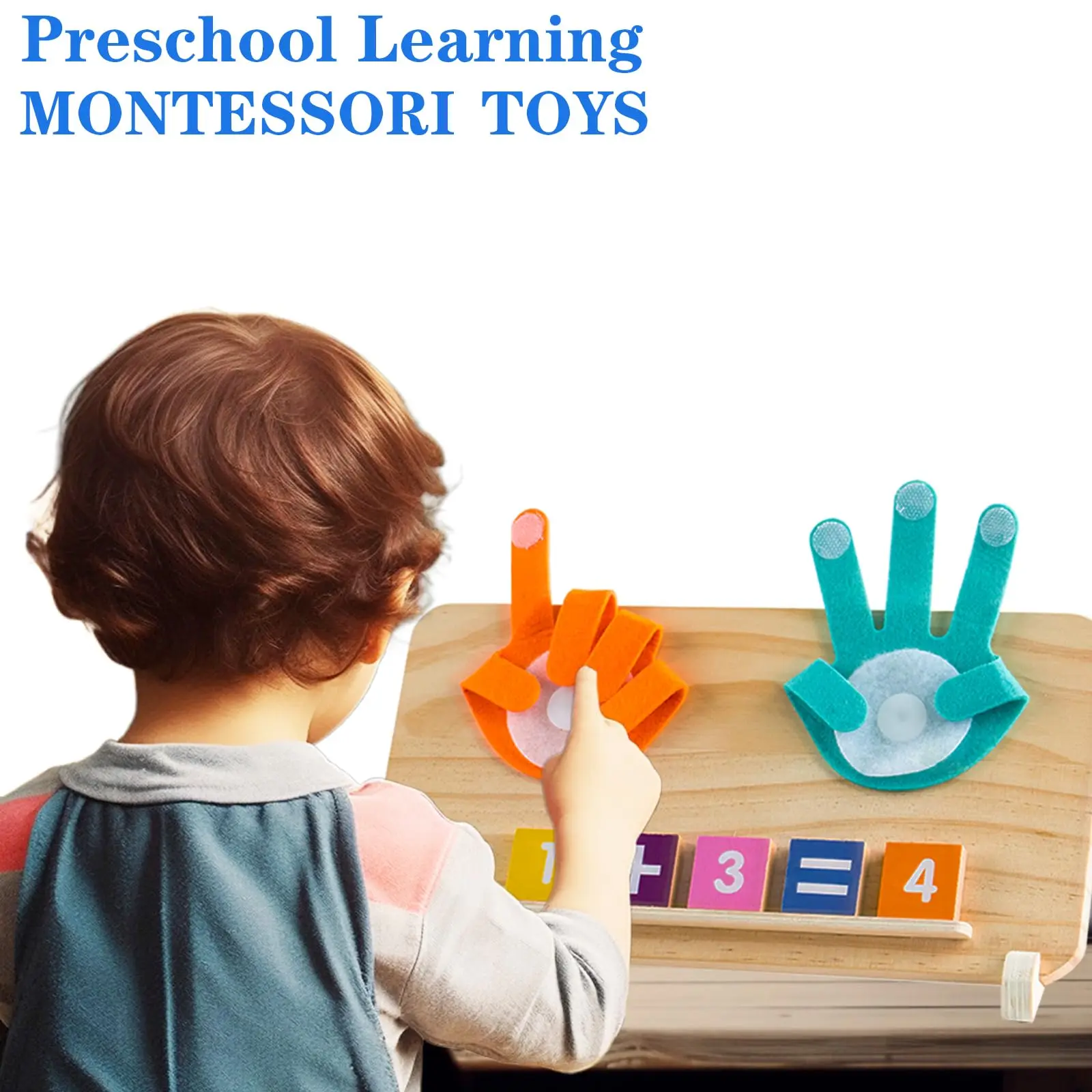 Montessori Toys for Toddlers Double-Sided Preschool Learning Educational Math manipulatives Number Finger Counting Block for Kid