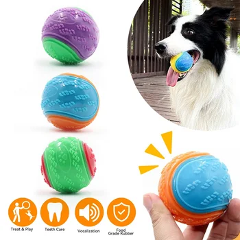 Interactive Soft Pet Teeth Cleaning Squeaky Dog Ball Toy