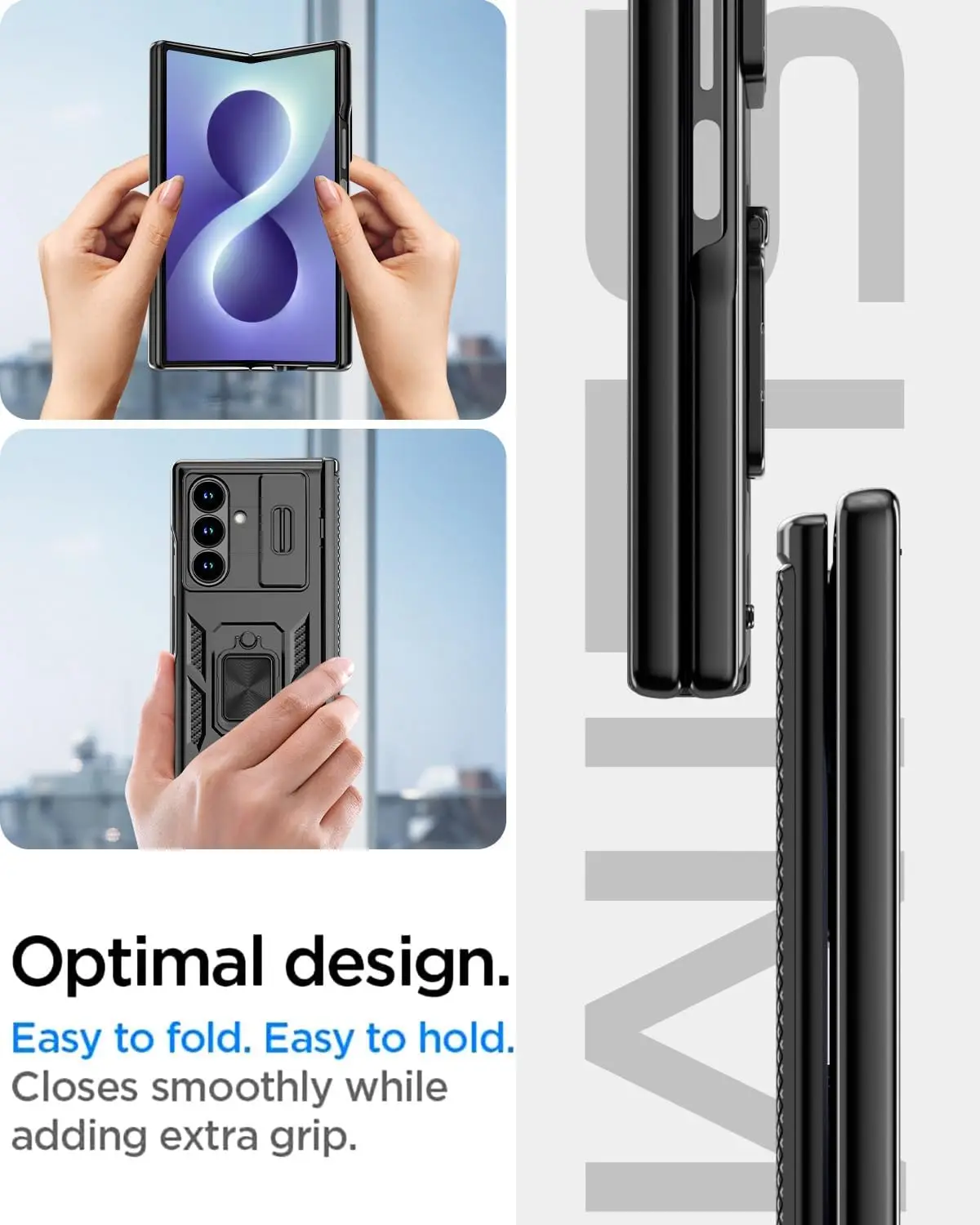 Ultra Protective Kickstand Ring Case with Magnetic Closure - Military Grade Shockproof Cover